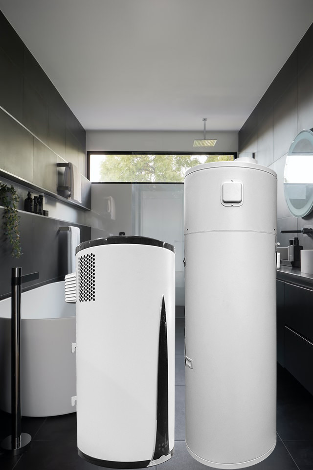 Vertical Air Source Wall Mounted Heat Pump Low Noise Hot Water Tank 600W