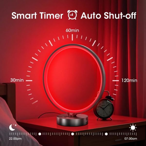 All-in-One Sleep Aid Lamp with 670nm Red Light Remote Control and Customizable Features