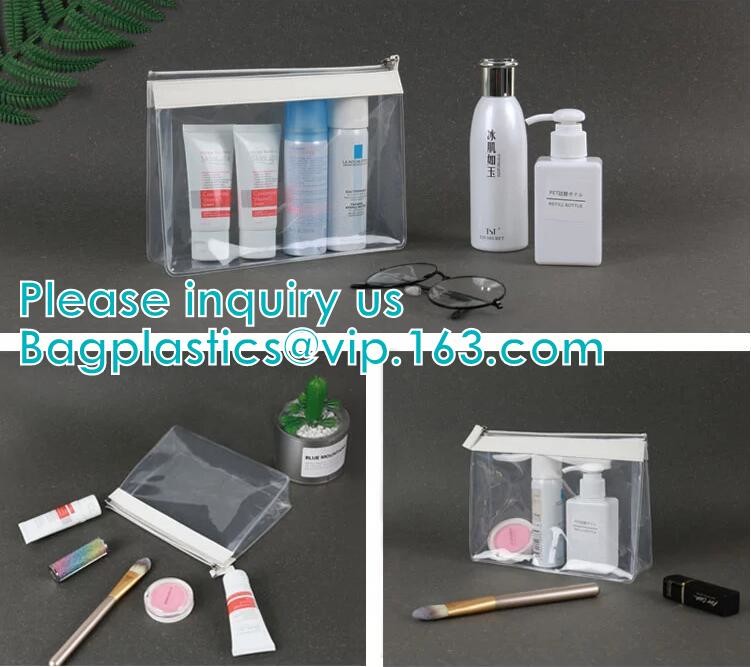ZIPPERED BAGS, makeup cosmetic bag, travel BAG, Cosmetic Swimwear Sand beach Clear Cylinder PVC Bag For Women Makeup Tr