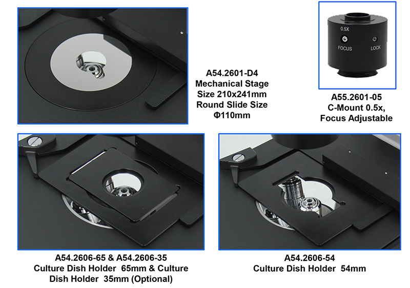OPTO-EDU Trinocular Inverted Biological Microscope WF10X PlA14.2605 Kohler Illumination