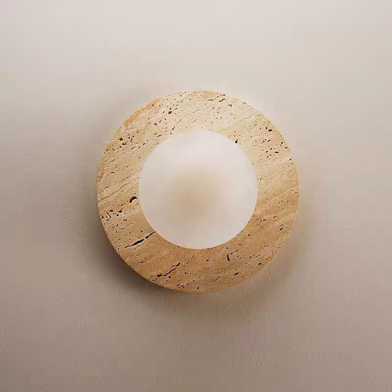 Yellow stone white marble led round and long and plating gold wall lamp for project