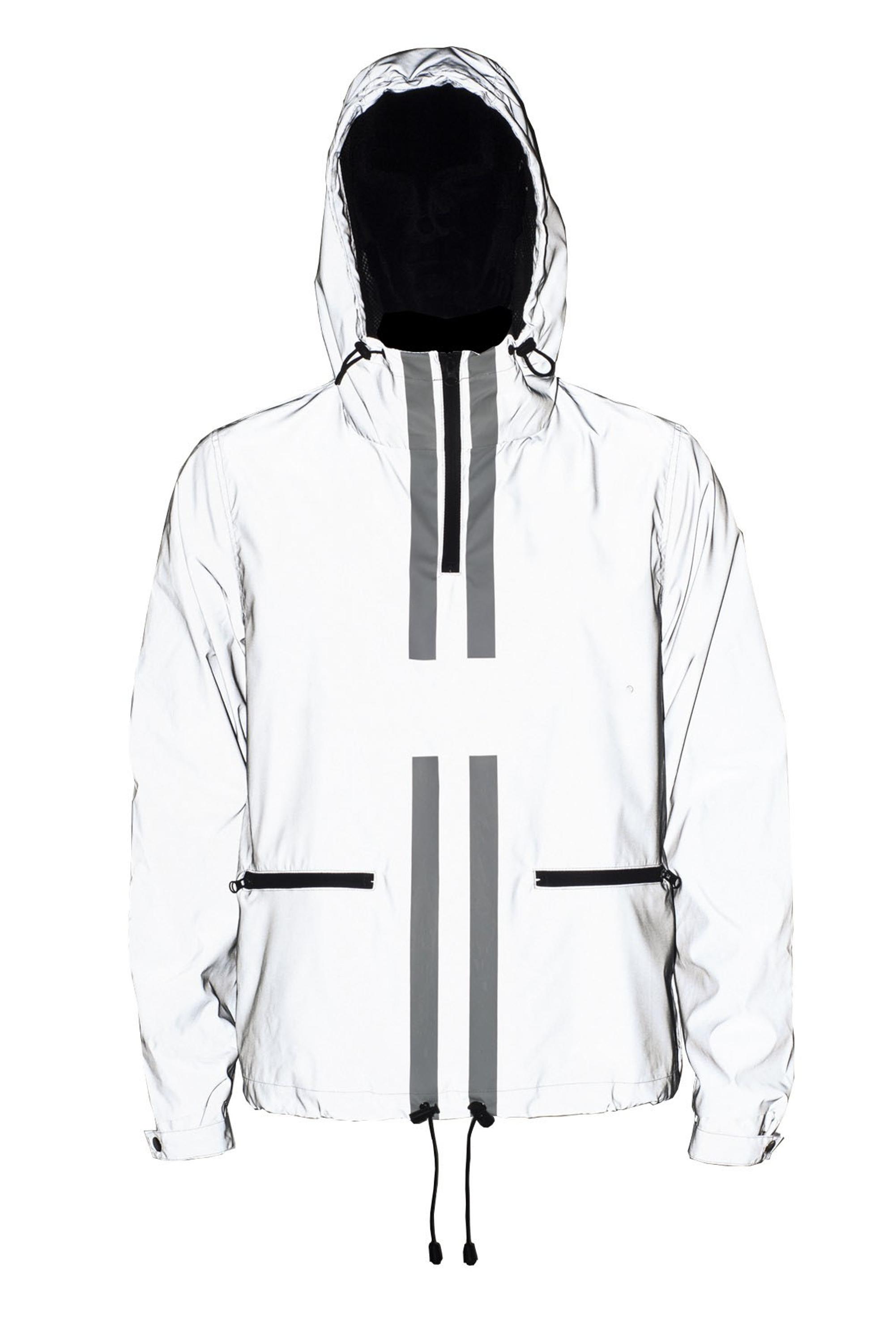 Safety Light Men'S 3m Reflective Jacket Fashion Zipper Up With Deep Pockets