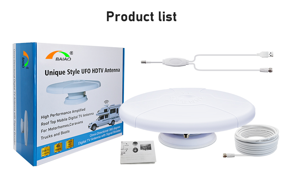 Caravans Touring Car Recreational Vehicle Digital TV RV Antenna UFO Style External Motor Home Outdoor UHF 470-860MHZ 2.0