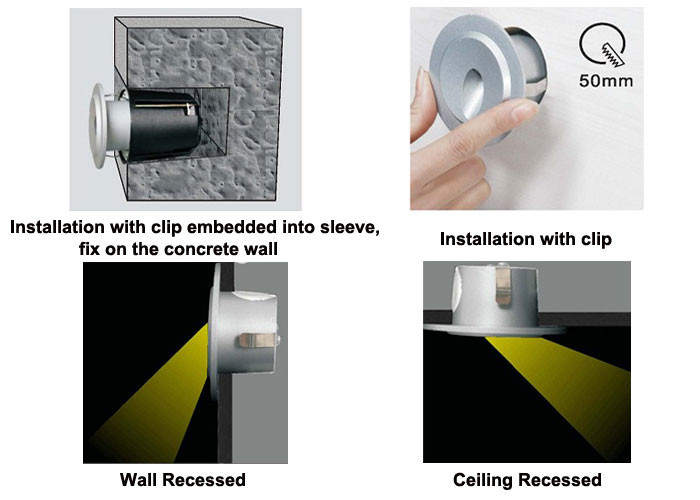 High Power 3 W Mini Recessed LED Wall Lights 3 Years Warranty