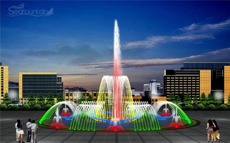 High Spray Dry Floor Fountains RGB Underwater Light