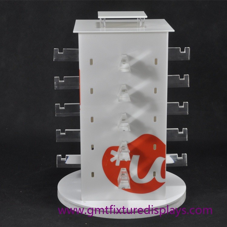 Revolving White Acrylic Sunglasses Display Stand Free Standing Eyewear Display For 20pcs Glasses
