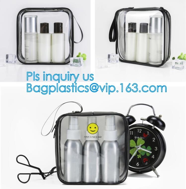 Bulk ladies travel pvc clear promotion make up bag, Toilet Towel Packaging Custom Clear Plastic PVC Travel Cosmetic Bag