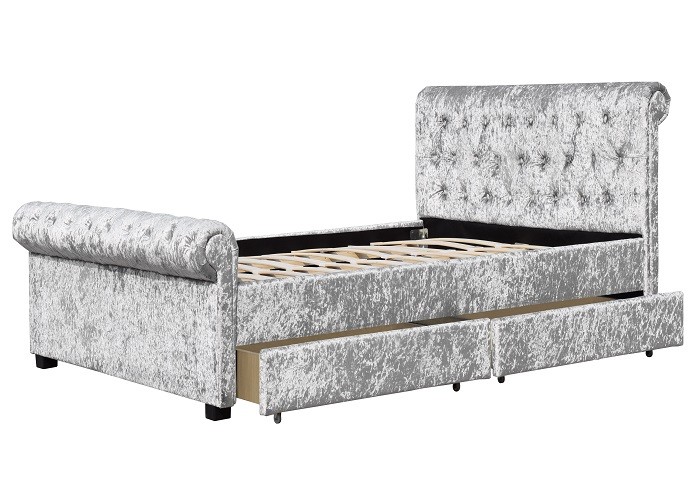 Upholstered Tufted Storage Bed Queen Size European Bedroom Customized