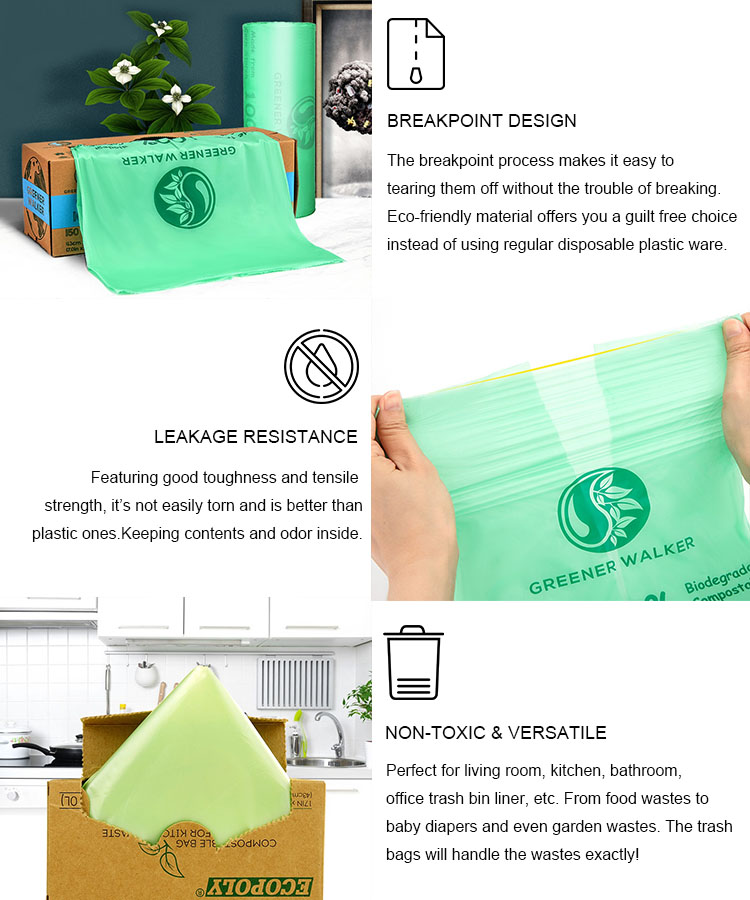 eco friendly Custom Printed 100% Biodegradable food packing bag shopping pla filament bags block bottom coffee pack bags