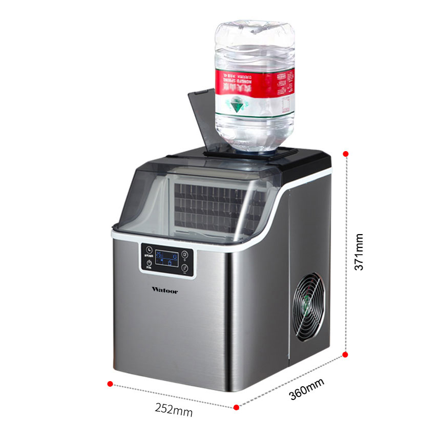 Household 20kg/24H Mini Ice Maker Cube Water Dispenser with Automatic Water Intake and Push Button Control Panel