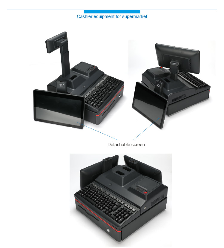 Supermarket Cash Register Equipment with Not Touch Screen Type Black Color