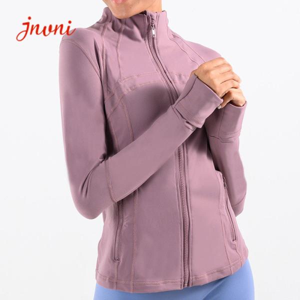 Quality Athletic Gym 300gsm Women Yoga Jacket Thumb Hole Yoga Zip Up Gym Jacket for sale