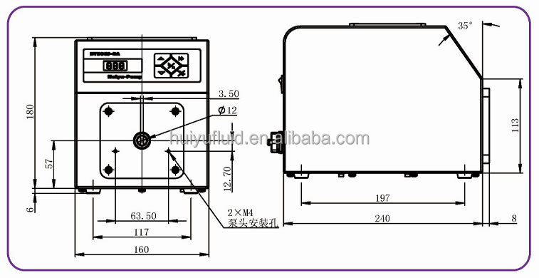 RS485 IP55 Metal Housing Peristaltic Liquid Pump With Silicone Tubing