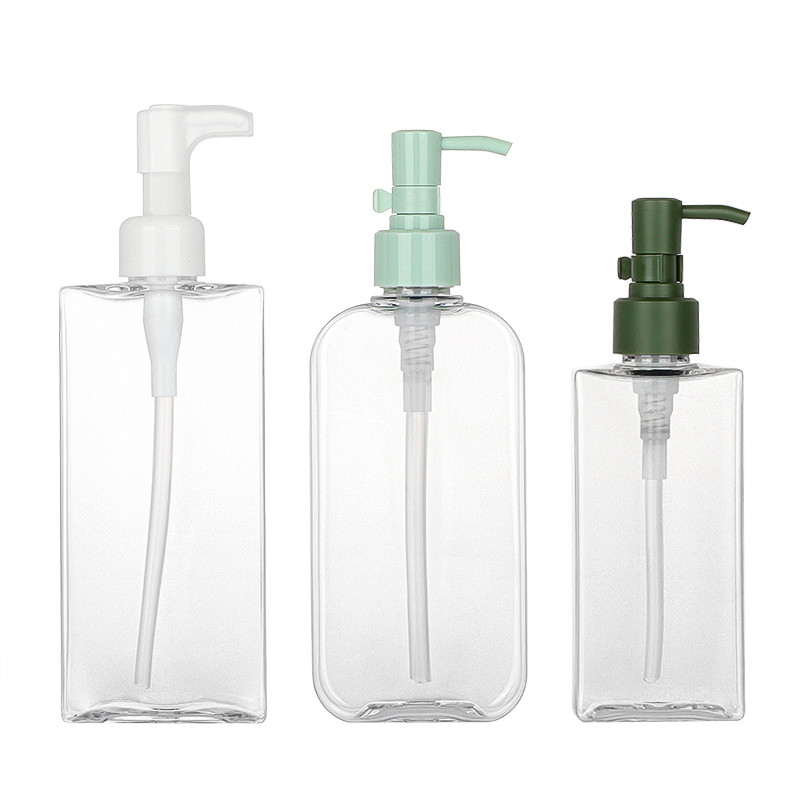 Clear Empty Round Body Lotion Cosmetics Packaging Containers Plastic Pump Facial Cleansing Oil Bottl