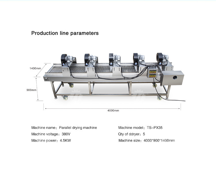 350KG 380V Fruit And Vegetable Air Drying Machine Large Parallel Air Drying Machine