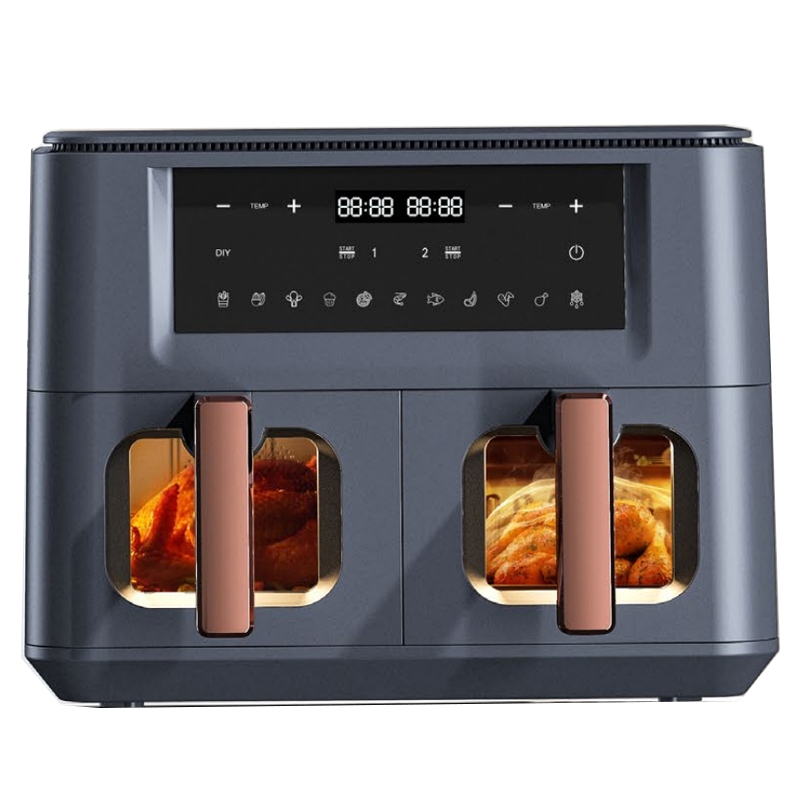 9L 2000W Smart Air Fryer Digital Double Basket With Visible Window