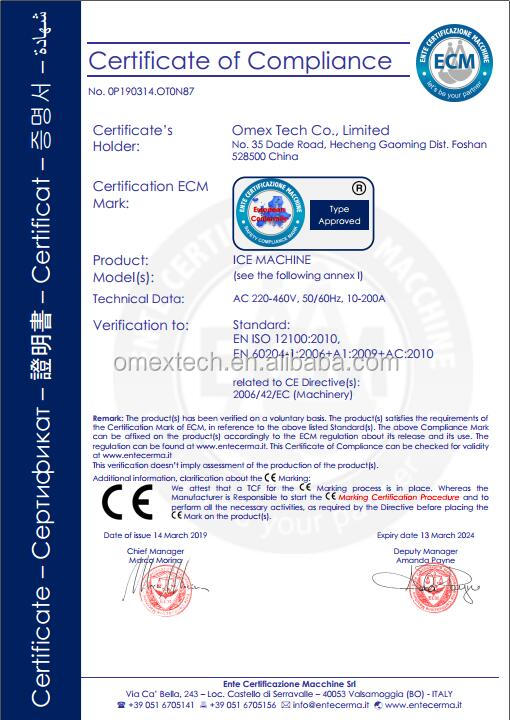 OMT 2 Ton Per Day Ice Tube Machine High Output Stainless Steel Equipment for Hotels