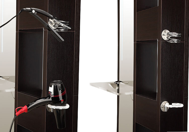 77 Inches Salon Styling Stations Single Side Mirror With Dryer Holder