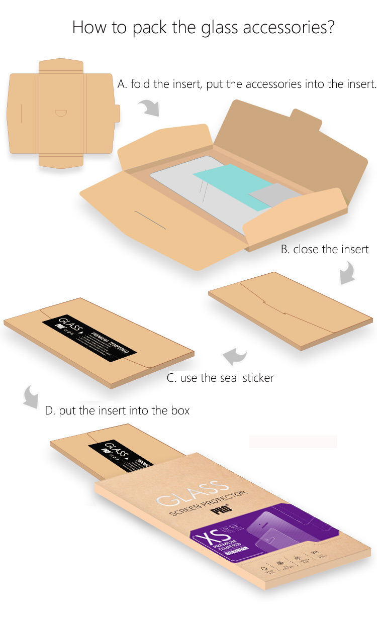 Varnishing Art Paper Tempered Glass Packing Box for Custom Retail Screen Protector Package
