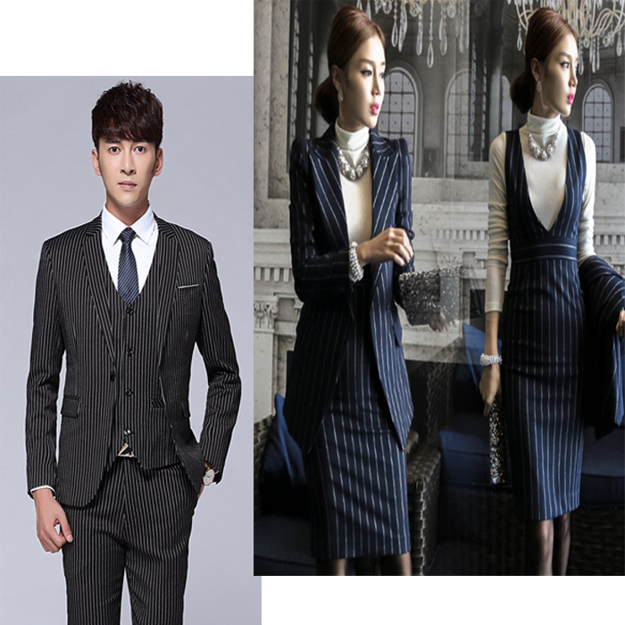 Density customized Woven Black And White Yarn Double Stripes Fabric For Suits Outfits