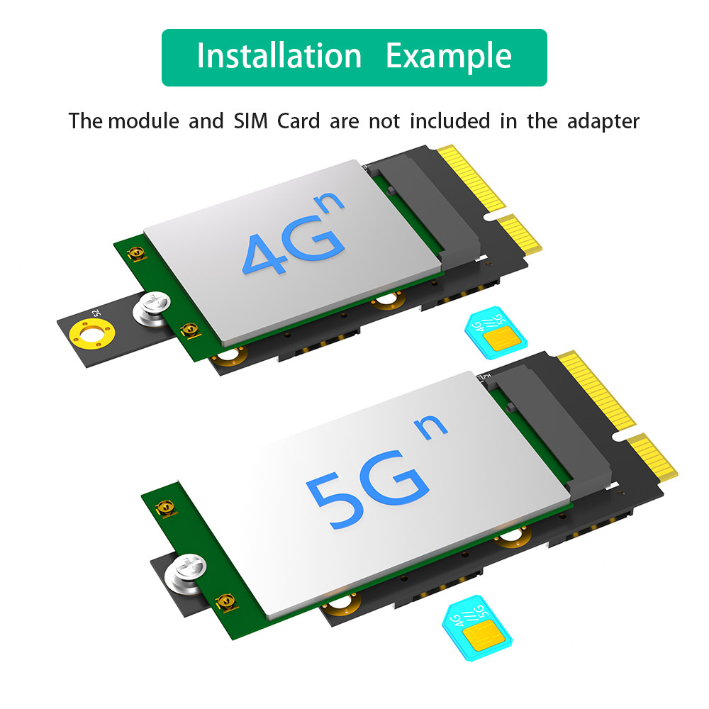 Mini PCI-E to NGFF M.2 B-Key Adapter with Dual NANO SIM Card Slot 3G/4G/5G WWAN Module in Stock
