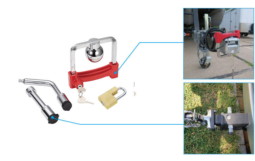 Steel Zinc Alloy and Copper Trailer Locks for Universal Couplers Same Key Hitch Kit