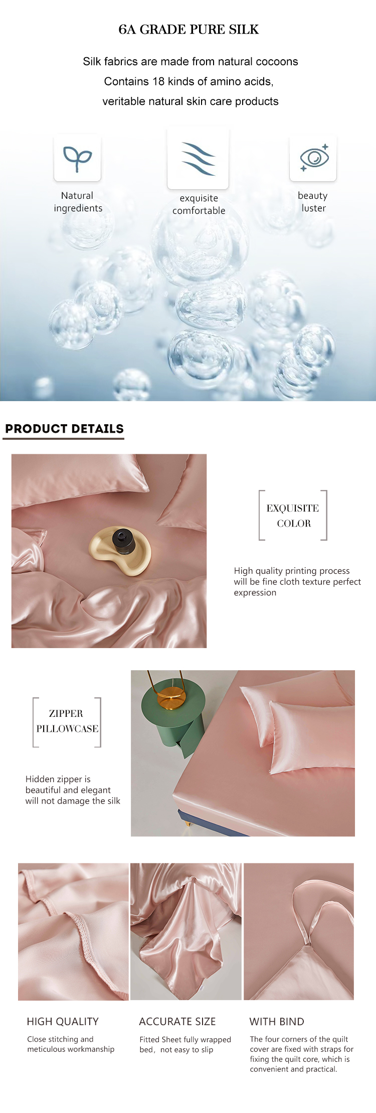 100% 6A Pure Silk Comforter Sets Bedding Luxury Silk Bedding Sets with Customized Logo
