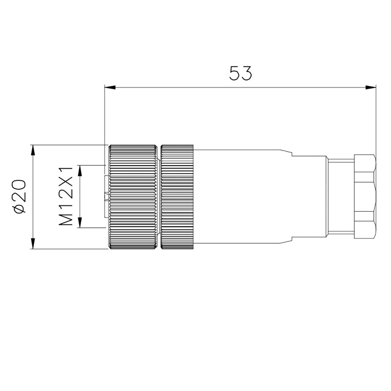 2P 3P 4P 5P M12 Waterproof Connector Female Straight Type Pass Plastic Plug