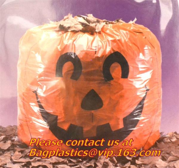 disposable Halloween Pumpkin Leaf Trash Bags Set 4 Orange Yard Decor Party Jack-O-Lantern,halloween pumpkin bag/ Hallowe
