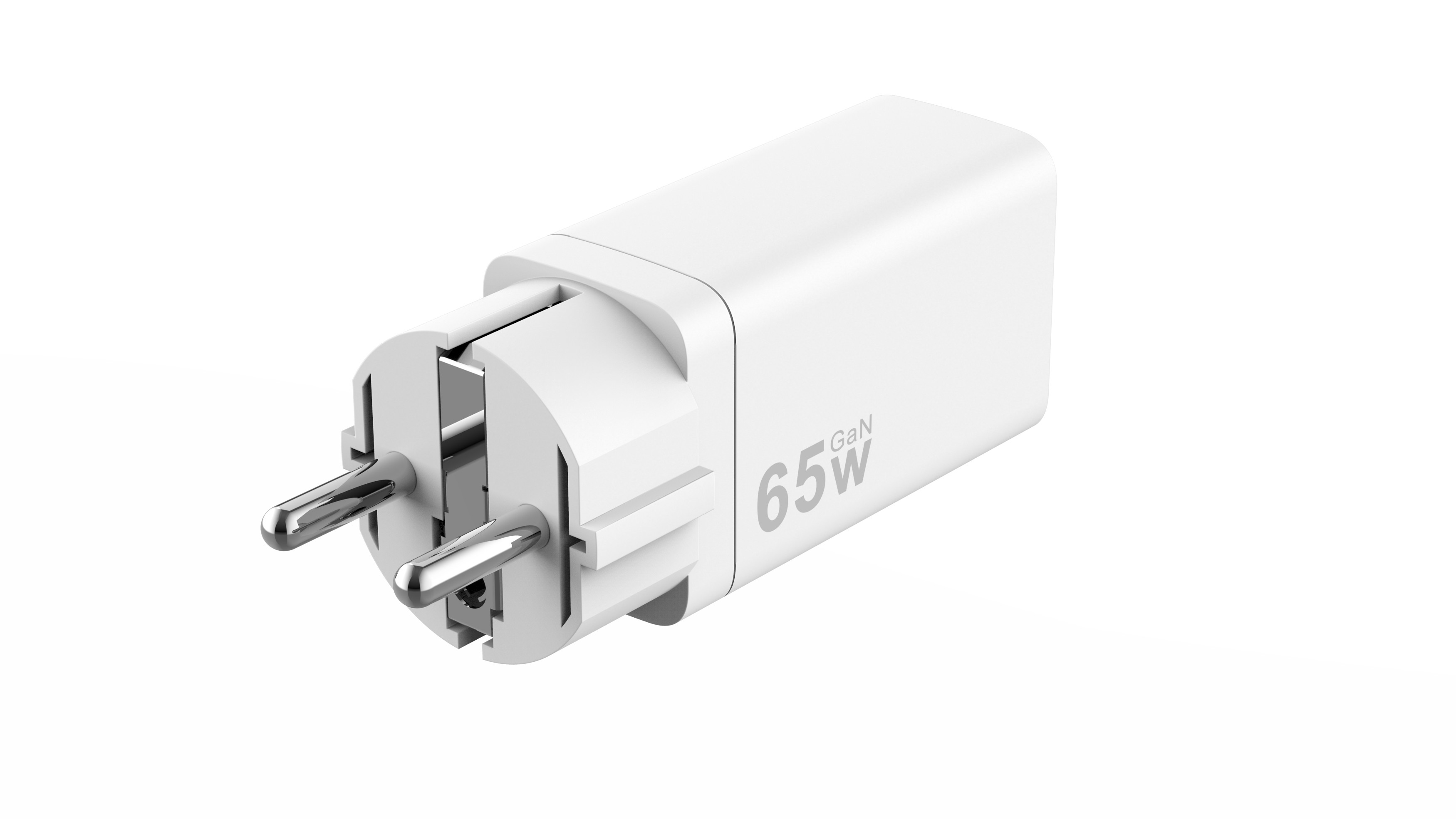 White 65W 3 Port USB Fast Charger USB C Fast Charging Adapter Wall Charger