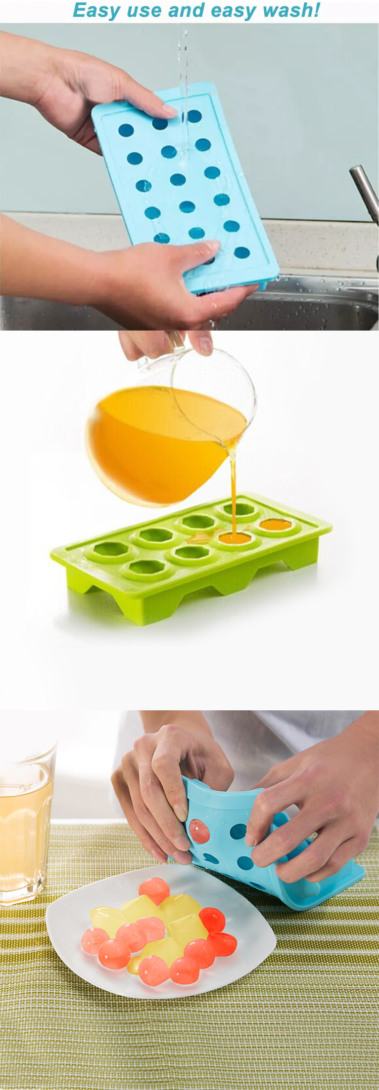 LFGB Reusable Food Grade Silicone Ice Cube Maker