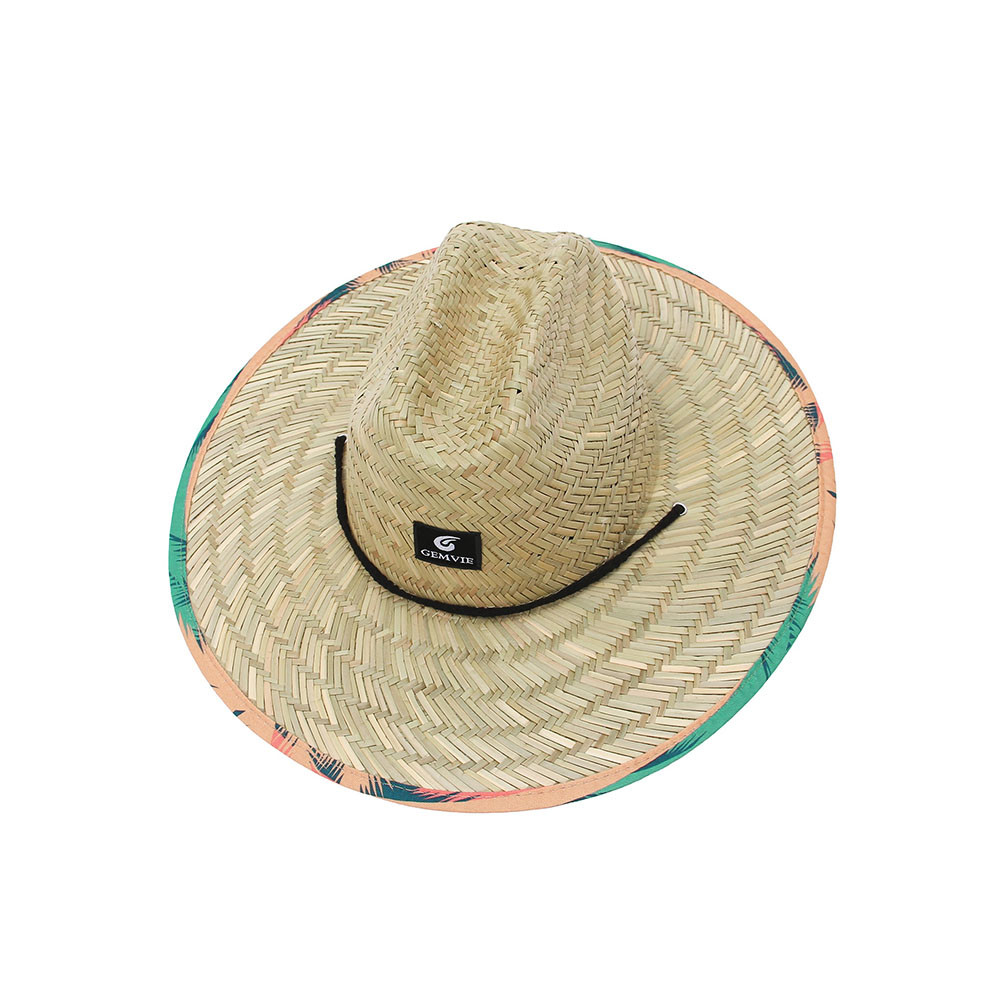 Round Beach Patch Straw Hat For Tropical Fishing Eco Friendly