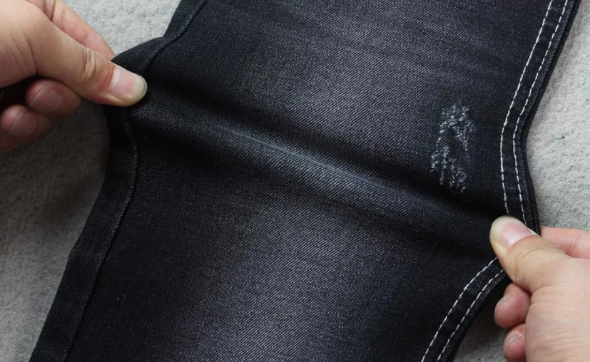 58" Tencel Spandex Fabric 10.3 Ounce Black Slub Denim Slight Stretch