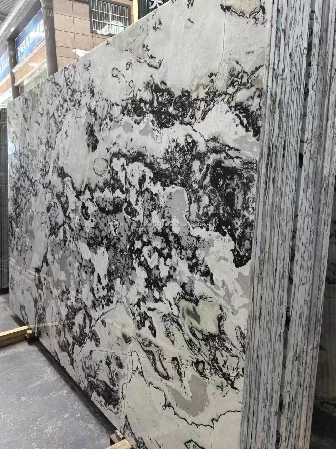Hotel and Home Design Big Slab Panda White Granite Black Veins Kitchen Countertops