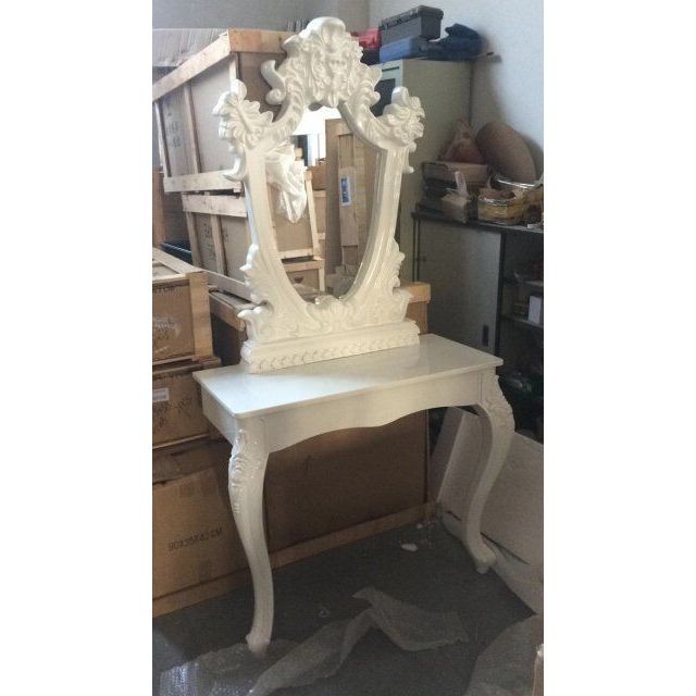 Princess Salon Mirror for Barber Shop Furnture Wood Mirror Table Luxury
