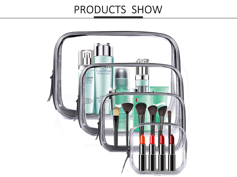 4 Pcs Waterproof PVC Zippered Toiletry Carry Portable Makeup Organizer Bag