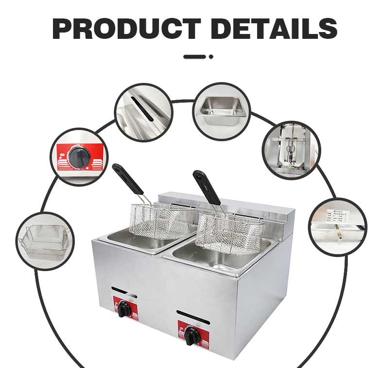 9.2KG LPG/NG Commercial Gas Deep Fryer Countertop Maquinas De Gas Ollas Freidoras