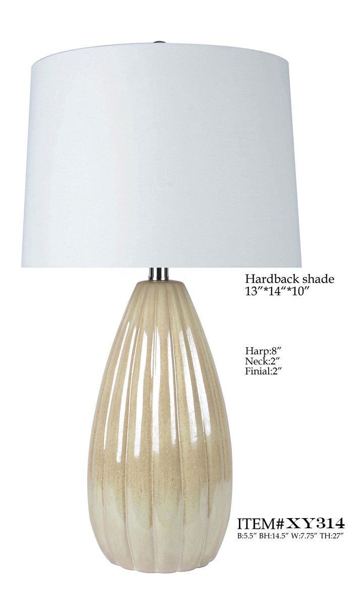 Porcelain Base Simple Modern Table Lamp TC White D14*27"