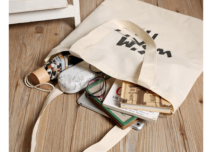 Cotton Shopping Canvas Bag Heavy Duty Simple Style With Large Capacity