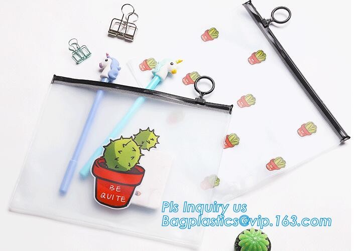 Frosted Swimwear toiletry PVC Vinyl Bag With Slider k, zipper bag with hang holes & slider, vinyl pvc zipper bags