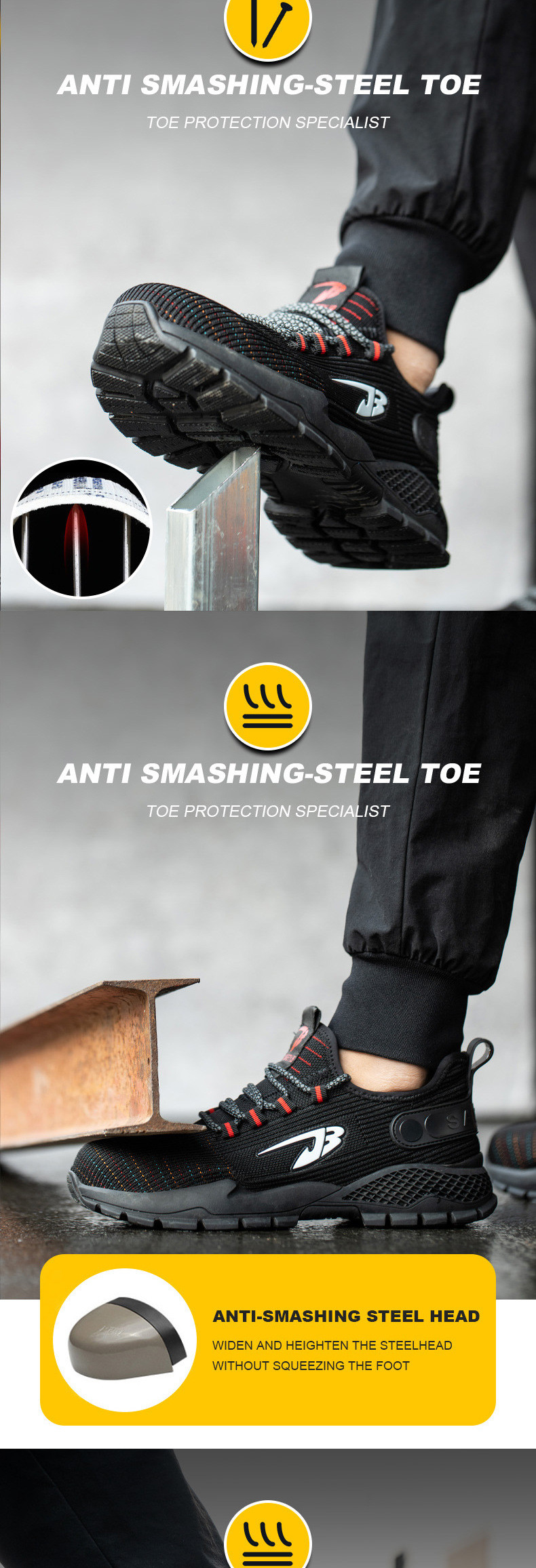Flying Weaving Light Comfortable Steel Toe Shoes Breathable