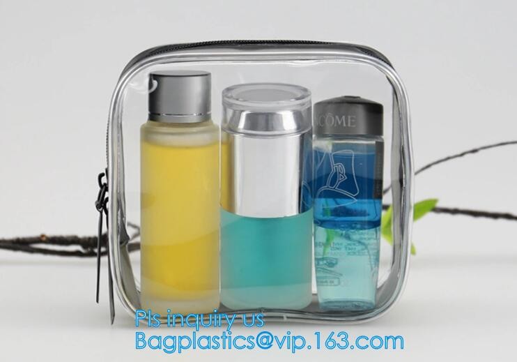 Cosmetic/ Makeup/ Toiletry Clear PVC Travel Wash Bag with handle, Cosmetic Gift Bags Tote Travel Makeup Bag for Zipper