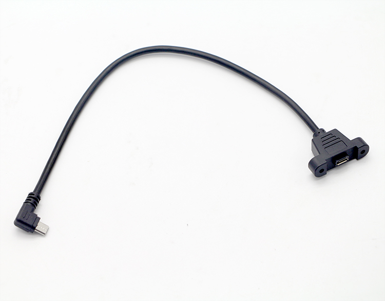 CUSTOM 0.3M 1M 90 Degree Up Down Left Right Angle Screw Micro Panel Mount USB Extension Cable