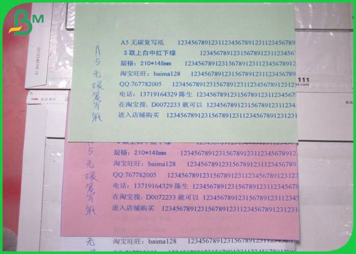 50g White blue Pink 3 Part Carbonless Paper For Making Invoice Pad 
