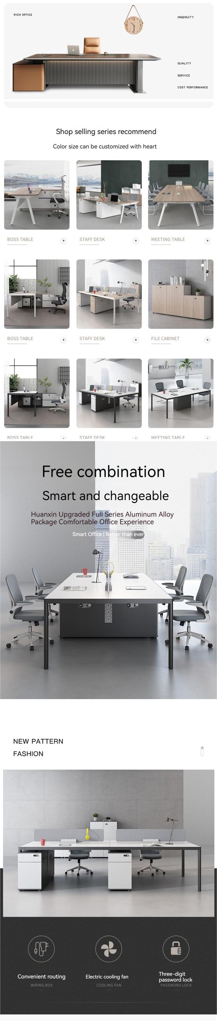 Hotel Office Workstation Modern Simple Wooden High Grade Desk with Filing Cabinet