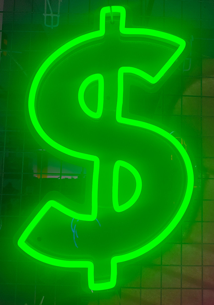 Dollars neon sign handmade green color money neon sign