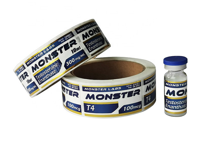 Private glossy self adhesive vinyl waterproof PP vial label roll printing manufacturer