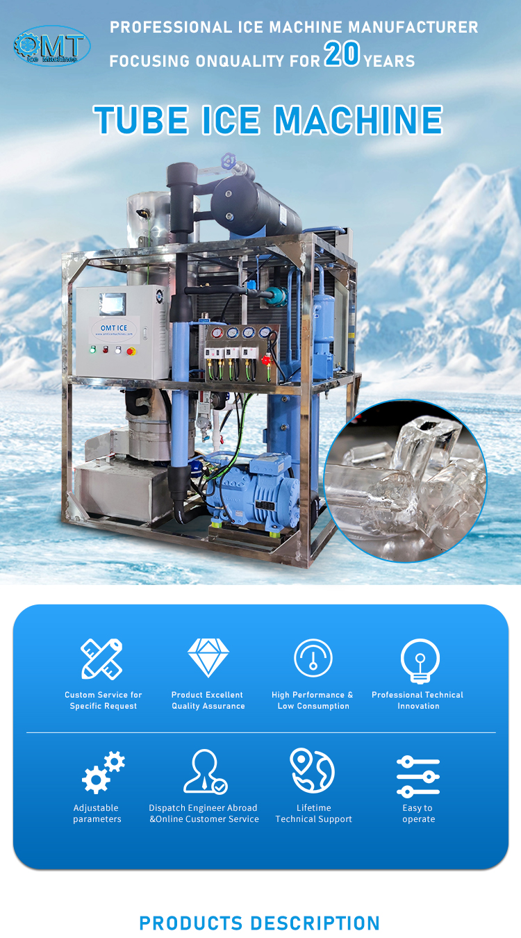 Other 14.35KW Large Crystal Tube Ice Machine 3ton/day AIR Cooled Automatic Commercial Industrial