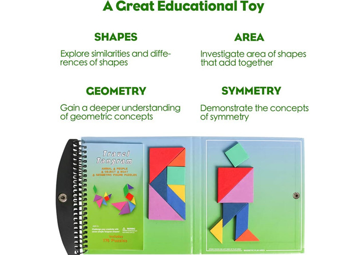 Non-Toxic Harmless Environmental Protection Tangram Puzzle Book Magnetic Activity Set