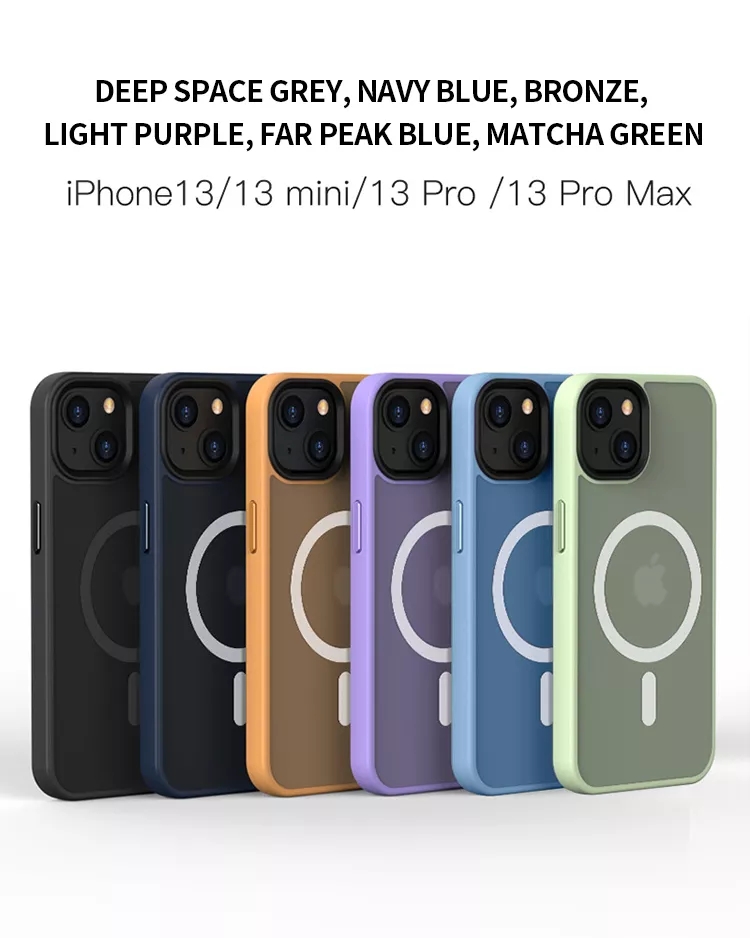 Iphone 14 Case With Frosted Magnetic Ring Metal Button Dustproof Shockproof Function